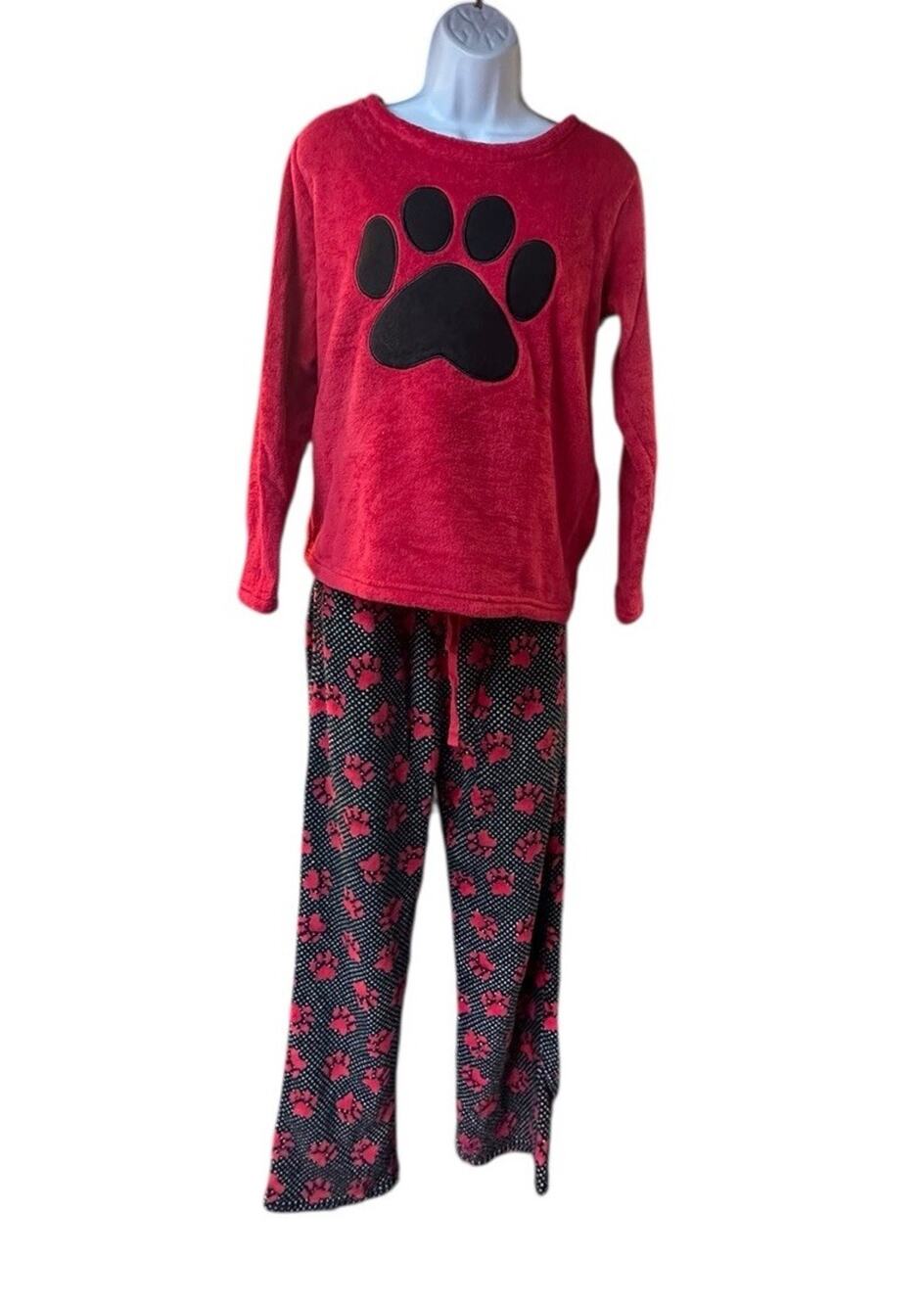 The Animal Rescue Site Gradient Paws & Polka Dot Pajama Set Red Large NWT